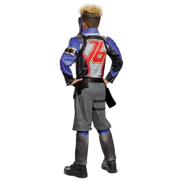 Overwatch Soldier 76' Halloween Costume 10/12 Muscle Jumpsuit, Belt & Mask Boys - Picture 2 of 6